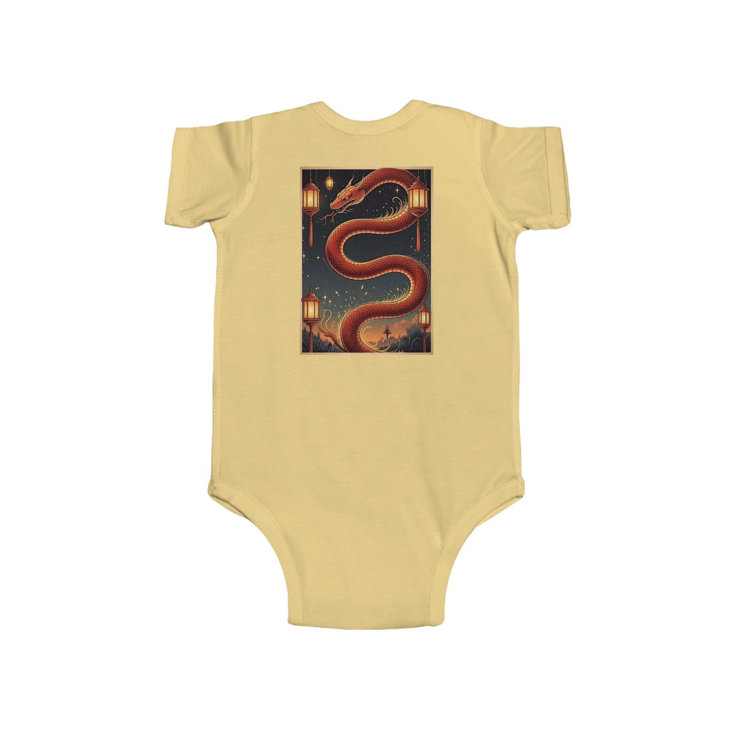 Zodiac Year of the Snake (2025+) Vintage Retro Art Series Cotton Jersey Baby Bodysuit - Combo Logo