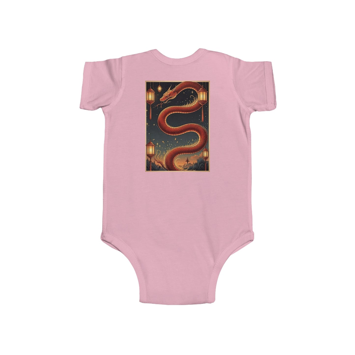Zodiac Year of the Snake (2025+) Vintage Retro Art Series Cotton Jersey Baby Bodysuit - Combo Logo