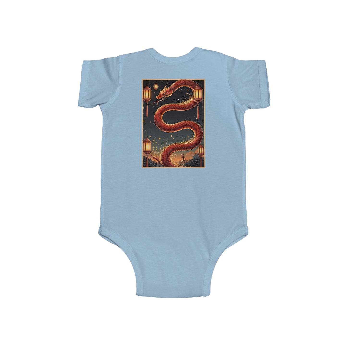 Zodiac Year of the Snake (2025+) Vintage Retro Art Series Cotton Jersey Baby Bodysuit - Combo Logo