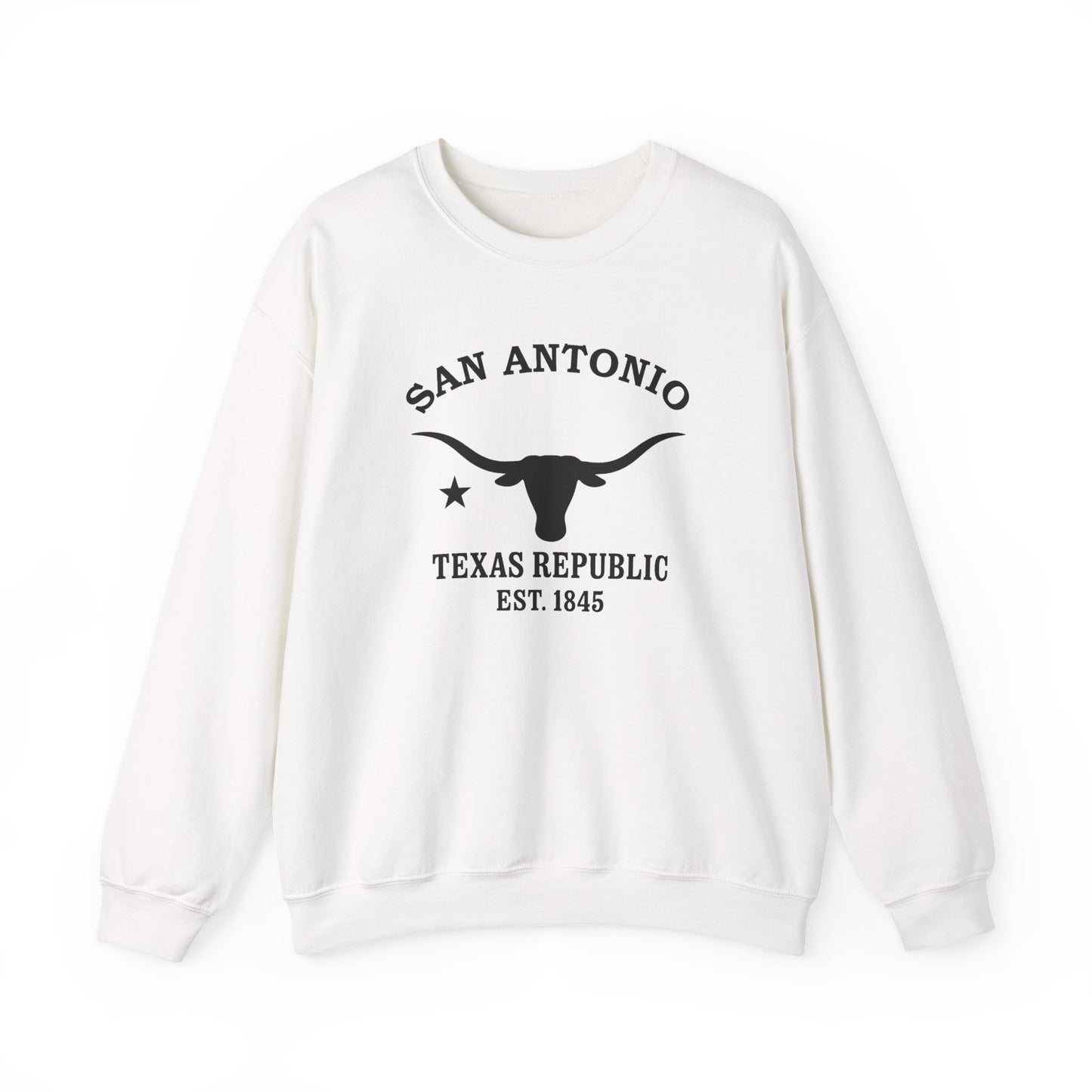 San Antonio Texas Vintage Retro Unisex Heavy Crewneck Sweatshirt - Black Logo