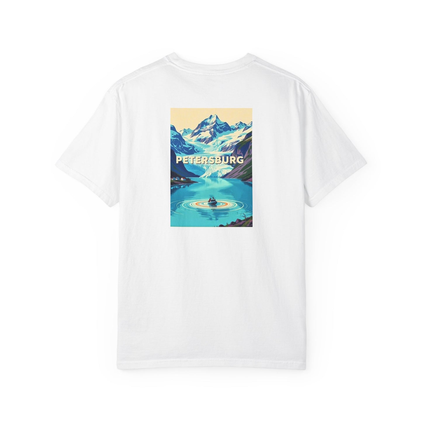 Petersburg Alaska Vintage Retro Back Printed Art Series Cotton Tee - Black Logo