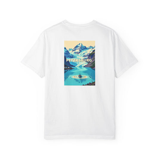 Petersburg Alaska Vintage Retro Back Printed Art Series Cotton Tee - Black Logo