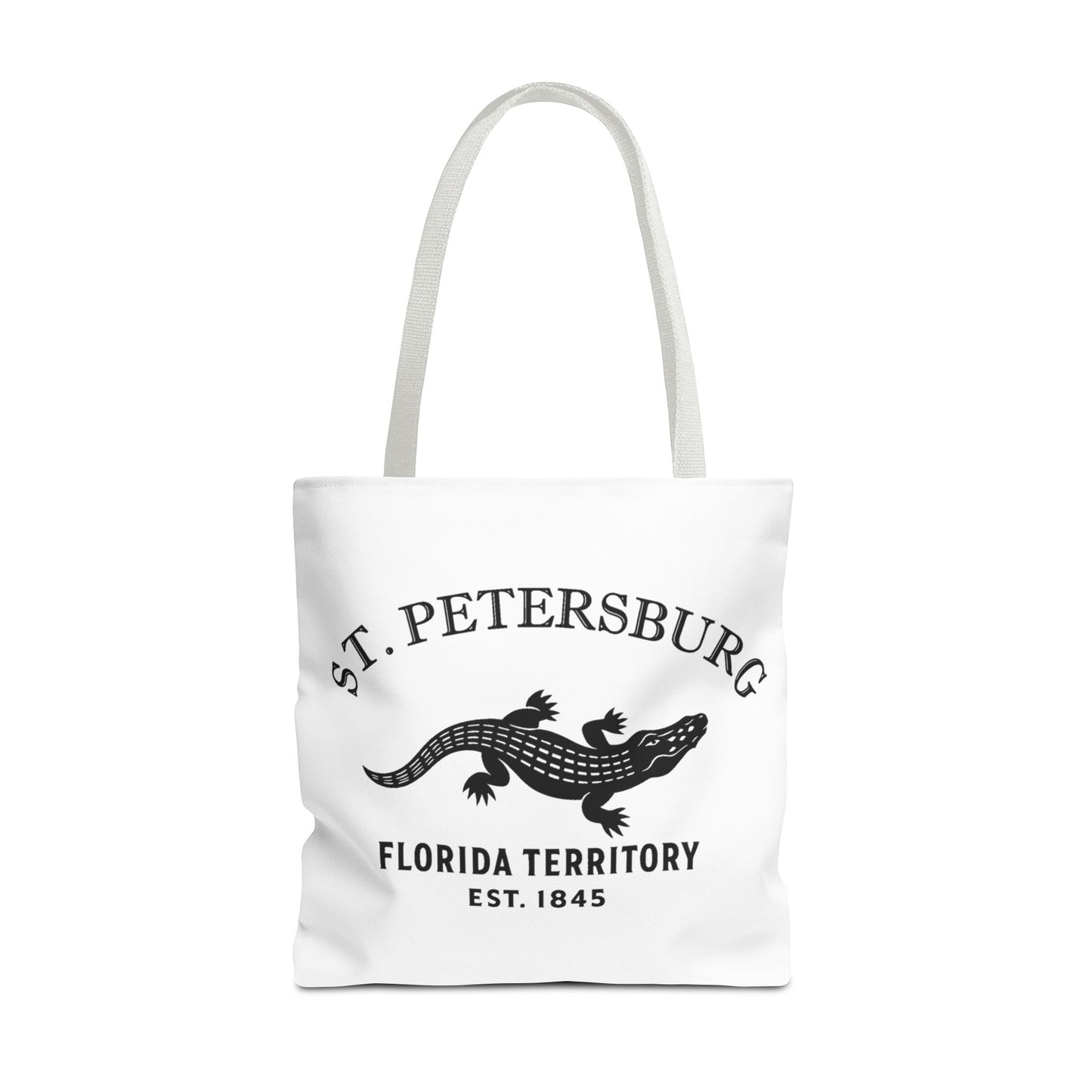 St Petersburg Florida Vintage Retro Light Canvas Tote - Black Logo