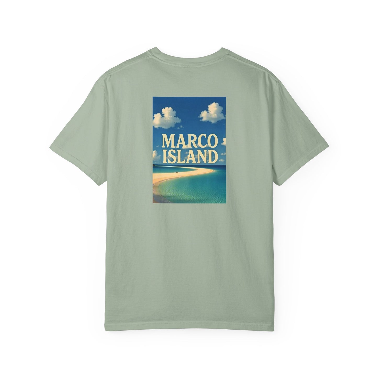 Marco Island Florida Vintage Retro Back Printed Art Series Cotton Tee - Black Logo