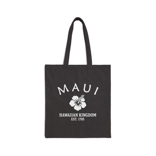 Maui Hawaii Vintage Retro Cotton Canvas Tote Bag - White Logo