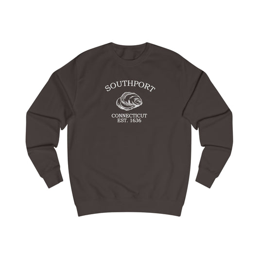 Southport Connecticut Vintage Retro Premium Crewneck Sweatshirt - White Logo - Bottle Green