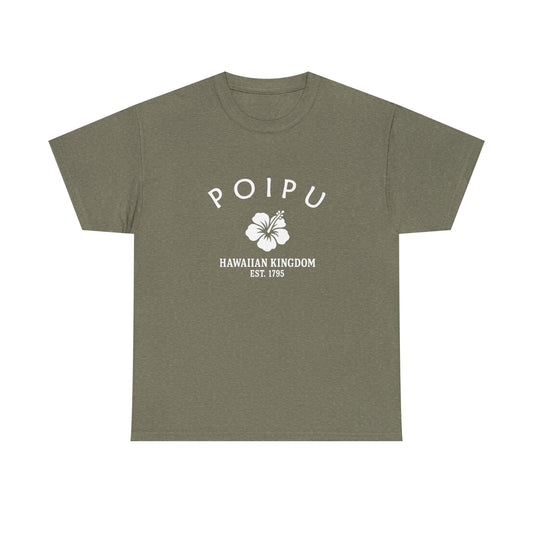 Poipu Hawaii Vintage Retro Unisex Heavy Cotton Tee - White Logo