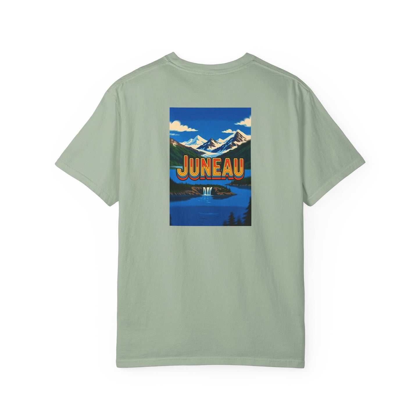 Juneau Alaska Vintage Retro Back Printed Art Series Cotton Tee - Black Logo