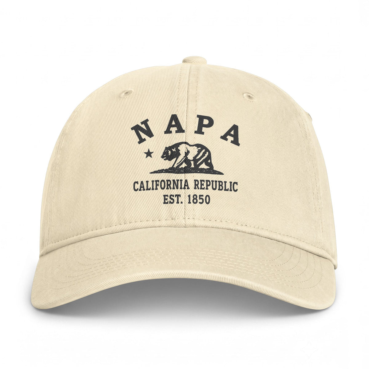 Napa California Distressed Cotton Cap - Charcoal Print Logo