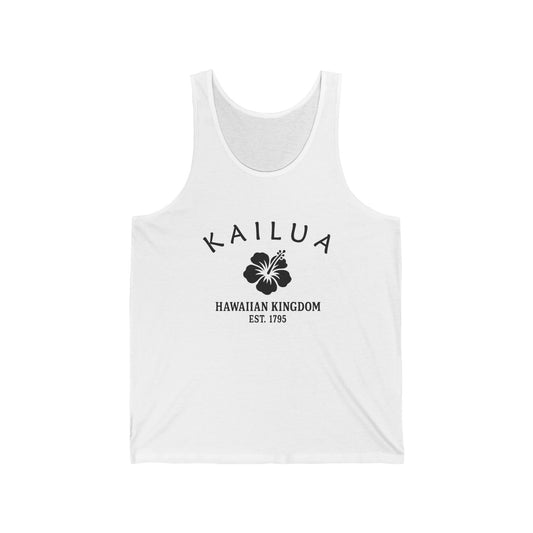 Kailua Hawaii Vintage Retro Unisex Cotton Jersey Tank Top - Black Logo