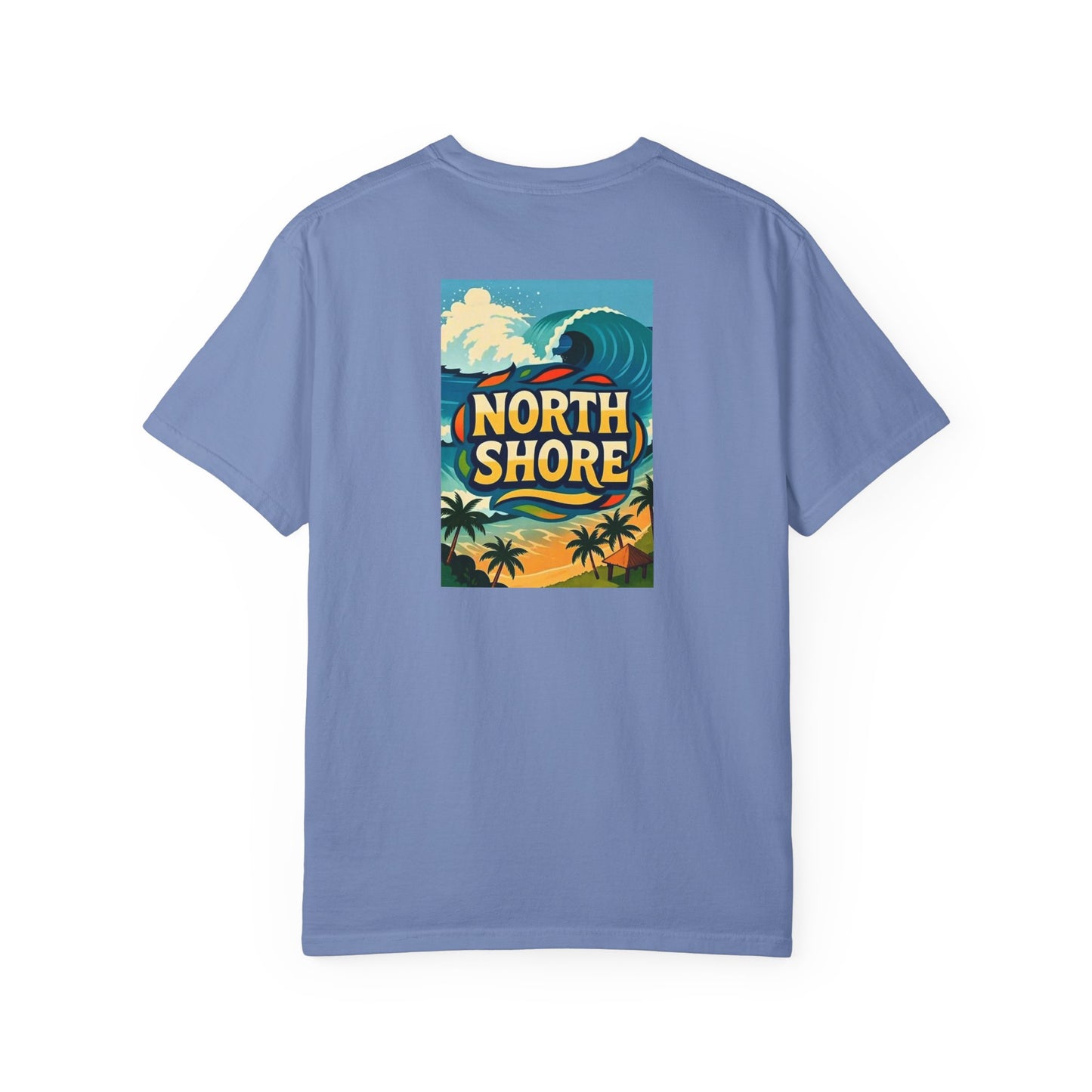 North Shore Hawaii Vintage Retro Back Printed Art Series Cotton Tee - Black Logo