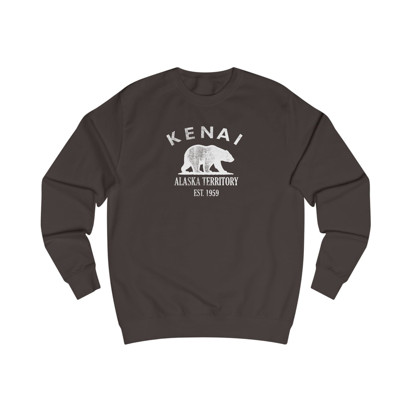 Kenai Alaska Vintage Retro Premium Crewneck Sweatshirt - White Logo - Bottle Green
