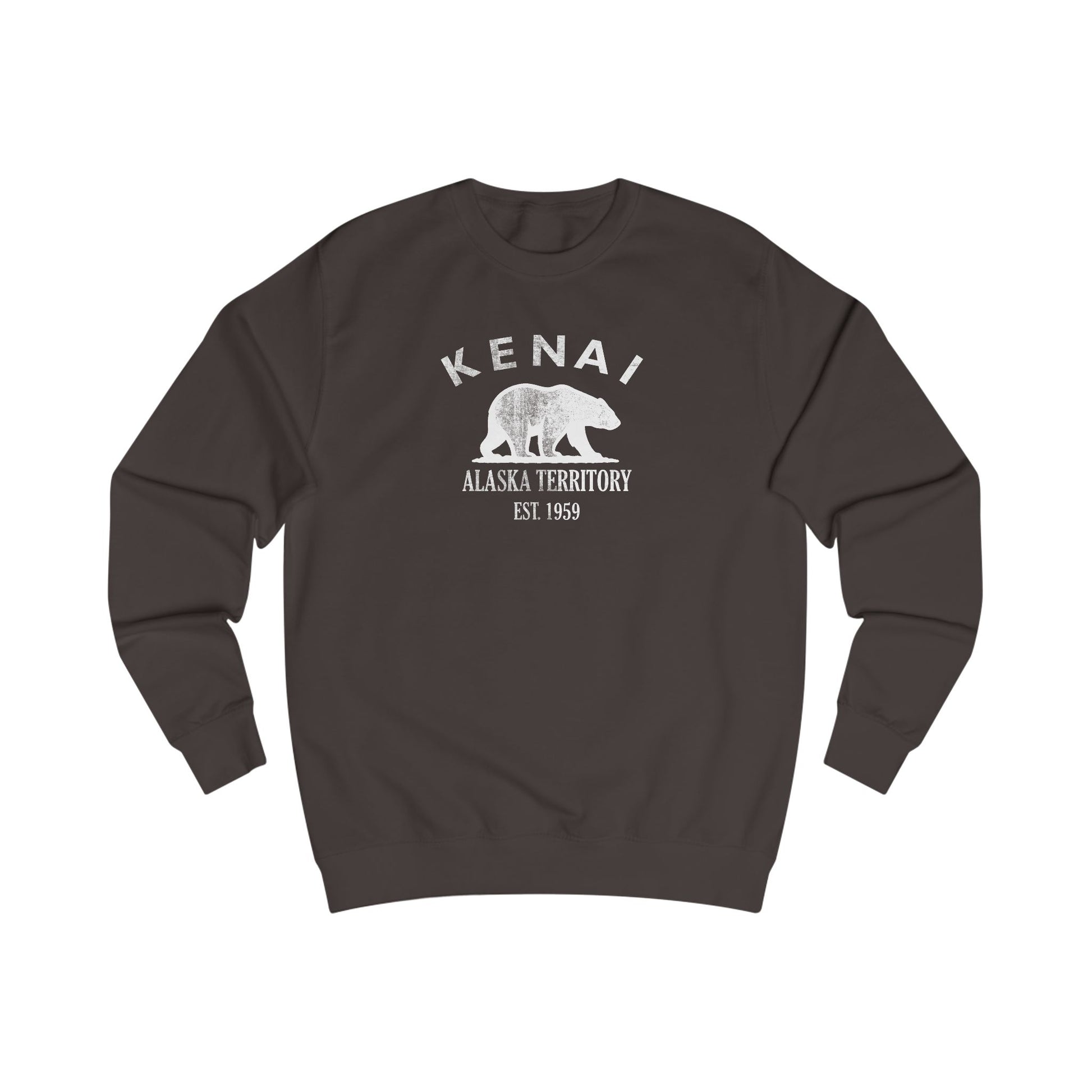 Kenai Alaska Vintage Retro Premium Crewneck Sweatshirt - White Logo - Bottle Green