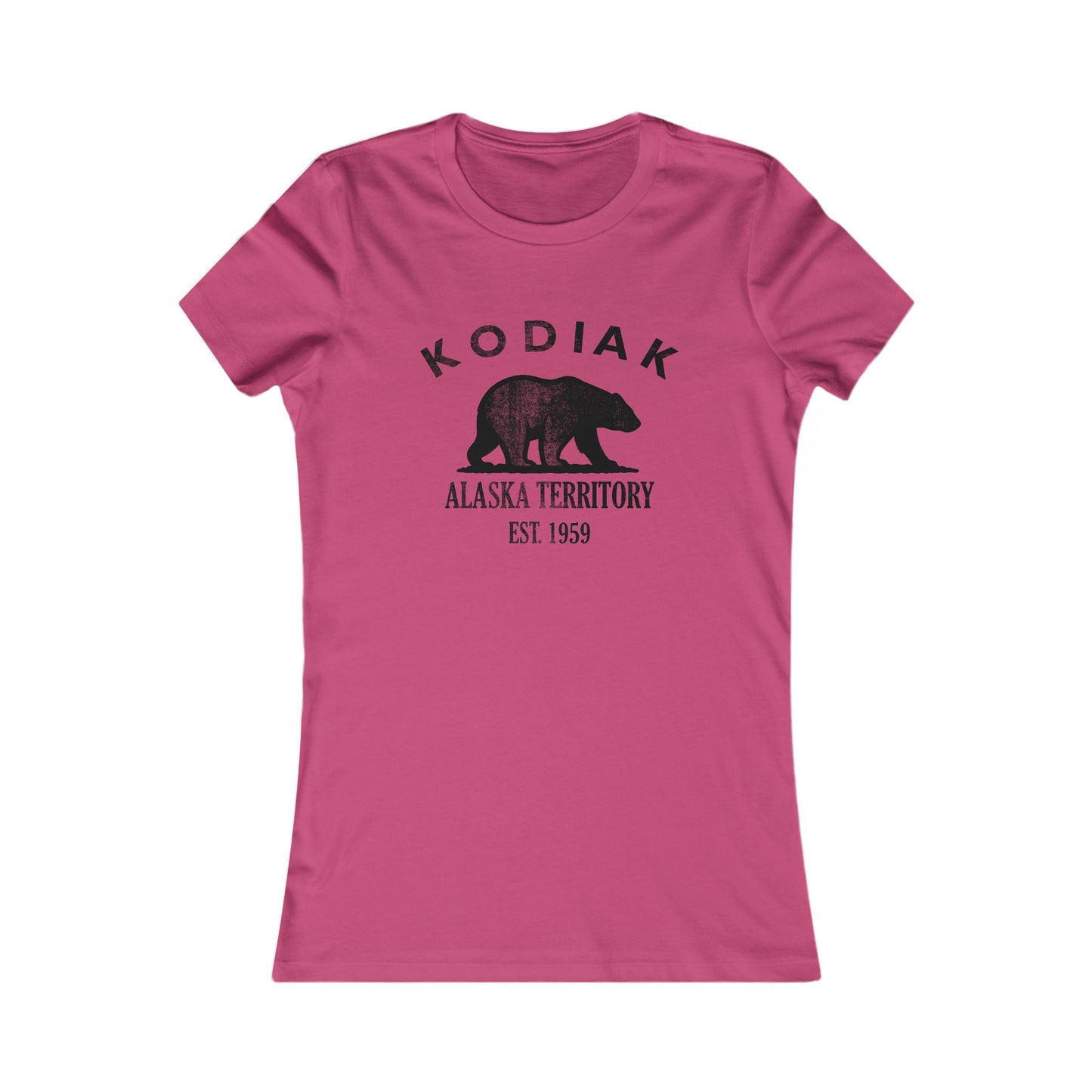 Kodiak Alaska Ringspun Cotten Fitted Vintage Retro Womens Tee - Black Logo