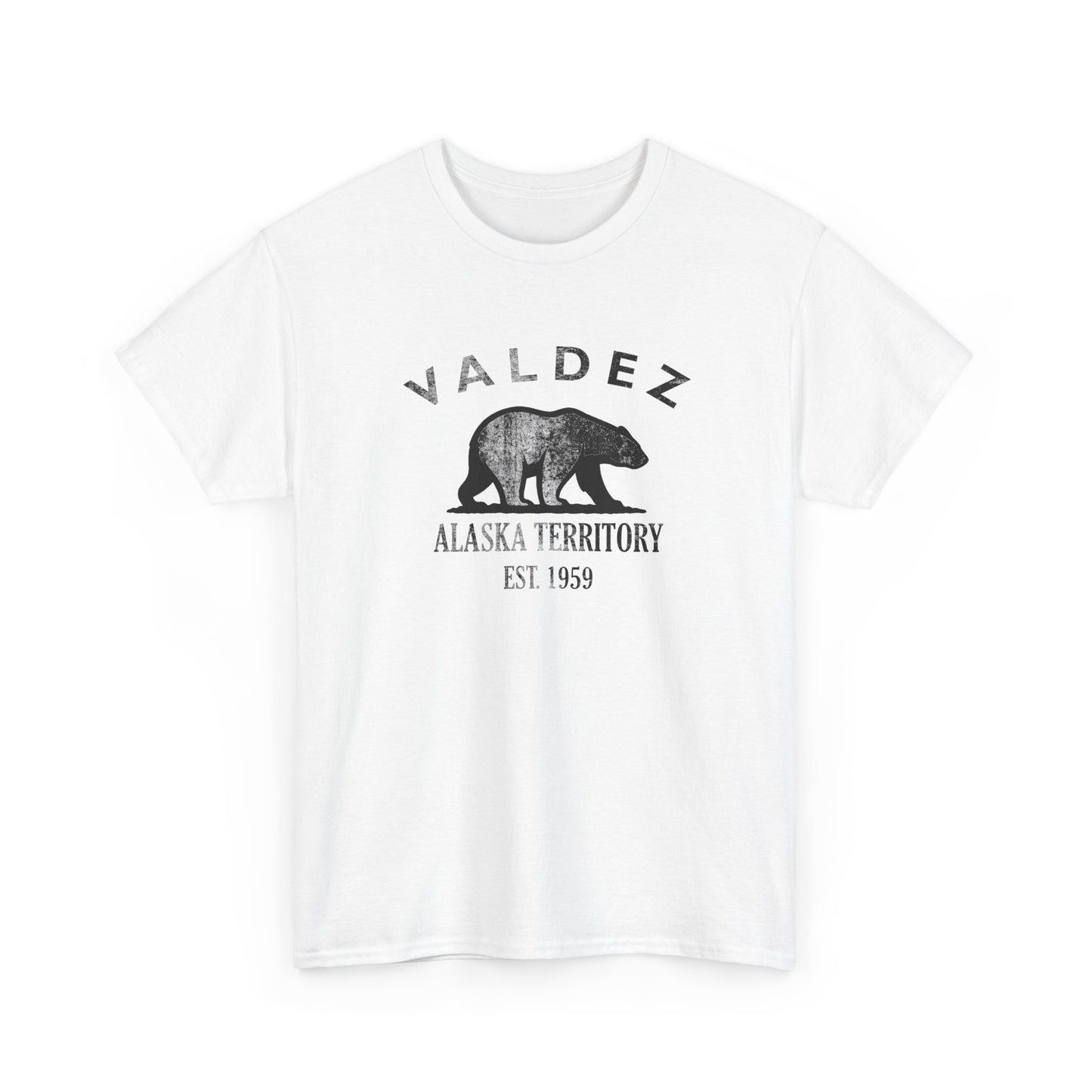 Valdez Alaska Vintage Retro Unisex Heavy Cotton Tee - Black Logo