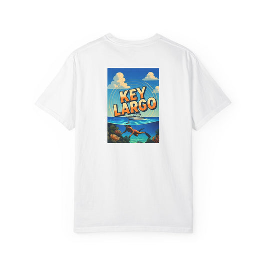 Key Largo Florida Vintage Retro Back Printed Art Series Cotton Tee - Black Logo