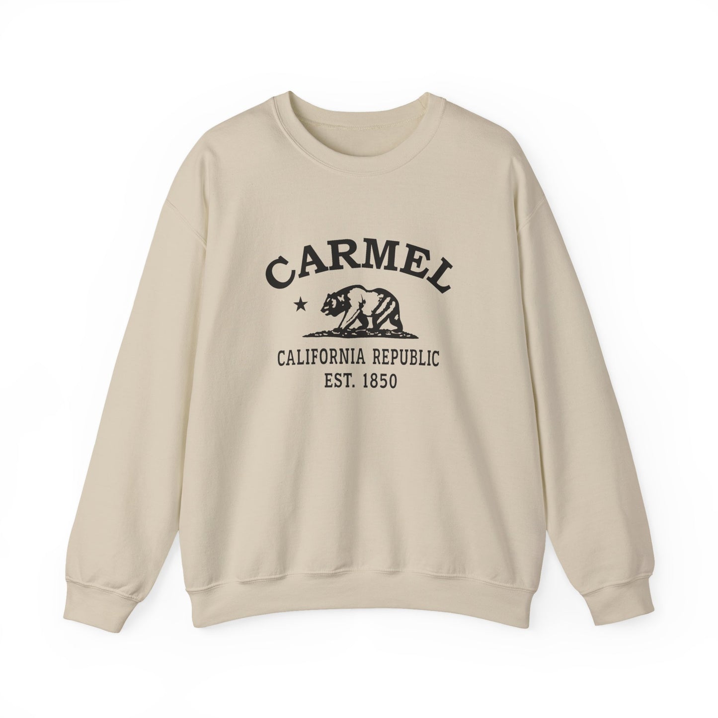 Carmel California Vintage Retro Unisex Heavy Crewneck Sweatshirt - Black Logo
