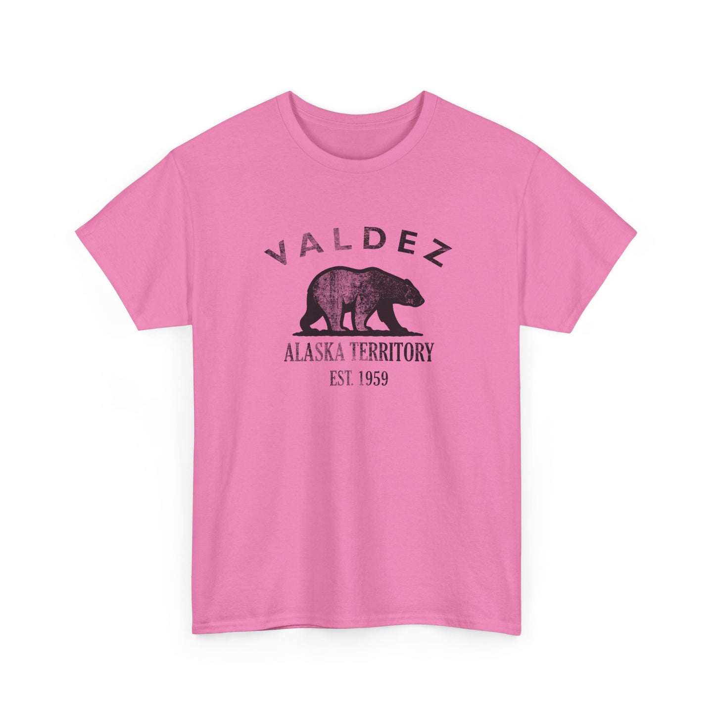 Valdez Alaska Vintage Retro Unisex Heavy Cotton Tee - Black Logo