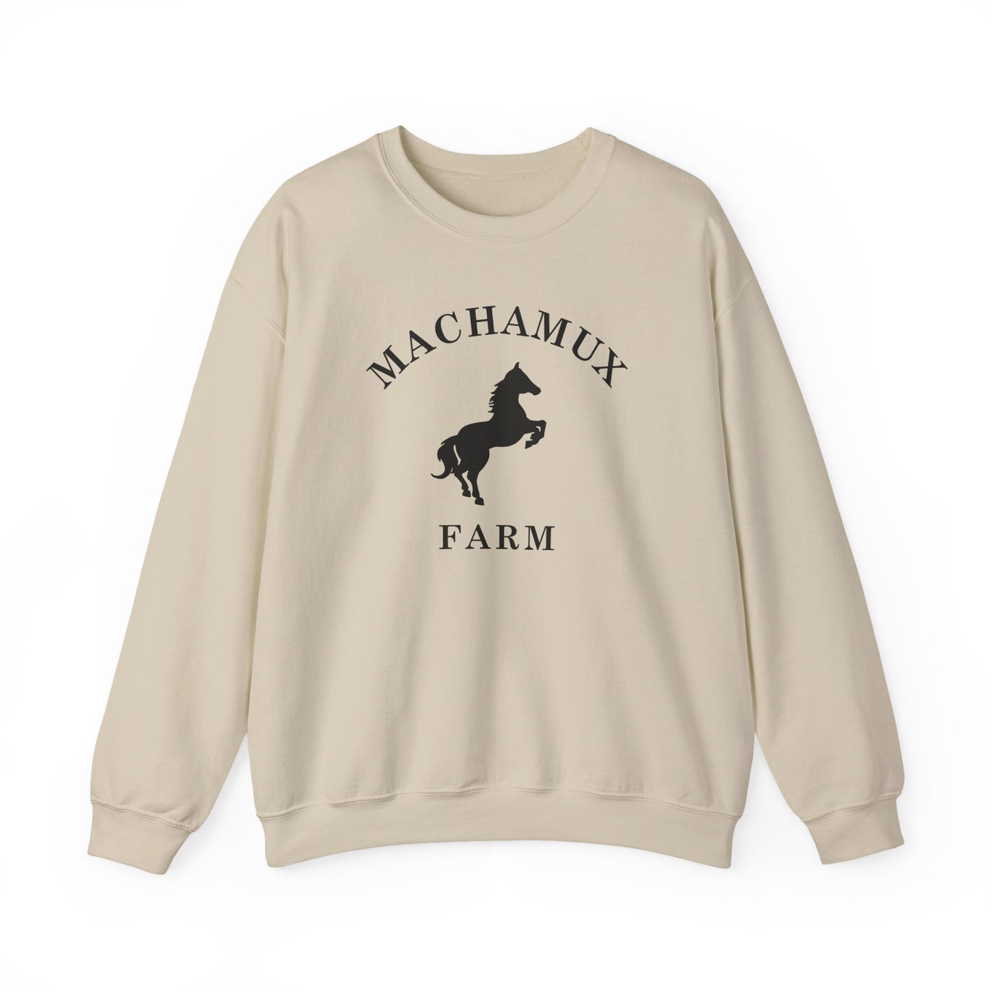 Machamux Farm Vintage Retro Unisex Heavy Crewneck Sweatshirt - Black Logo