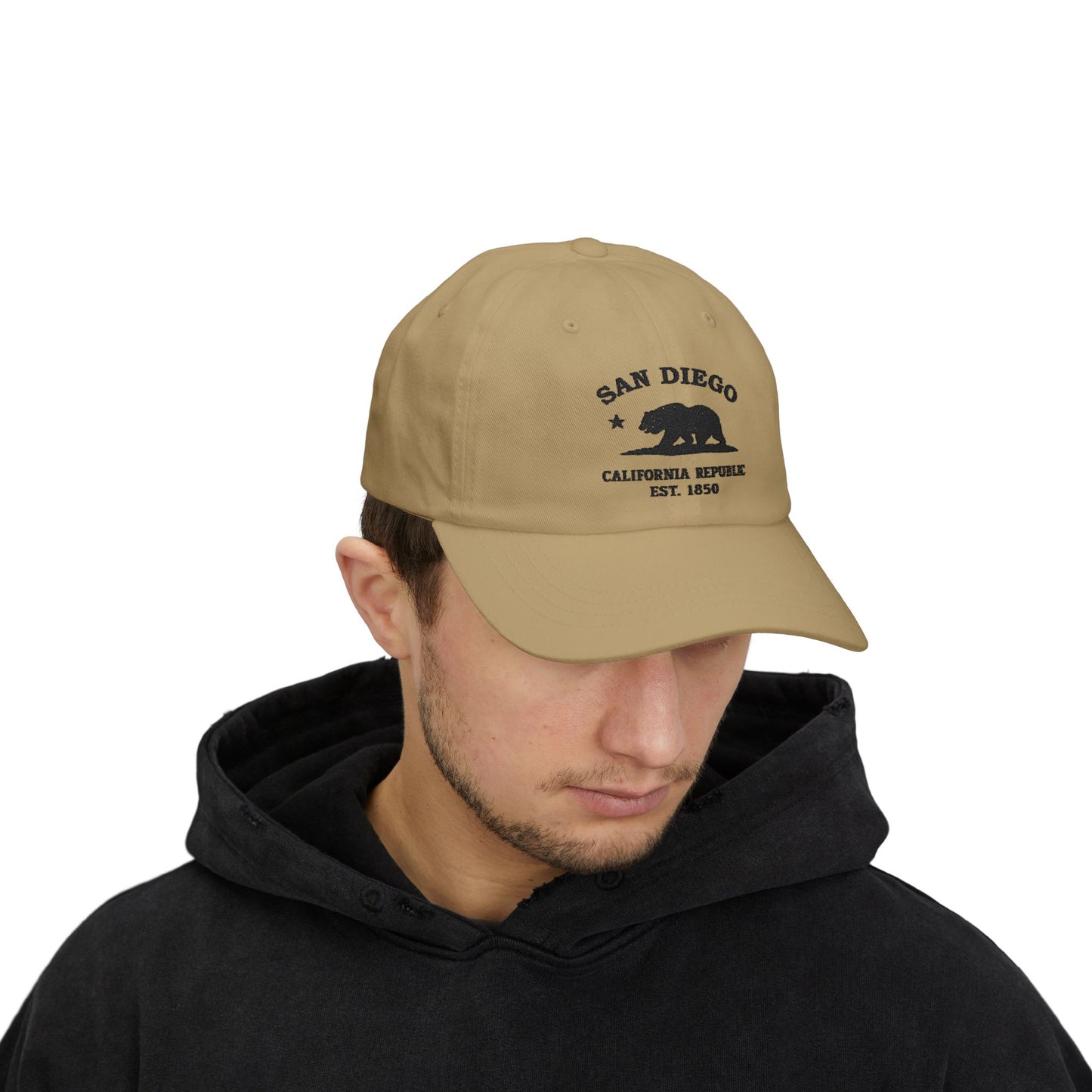 San Diego California Classic Embroidered Vintage Retro Cotton Cap - Black Logo