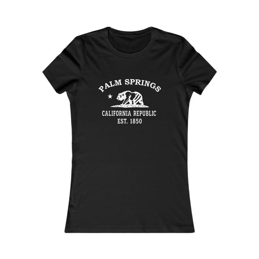Palm Springs California Vintage Retro Womens Fitted Ringspun Cotton Tee - White Logo