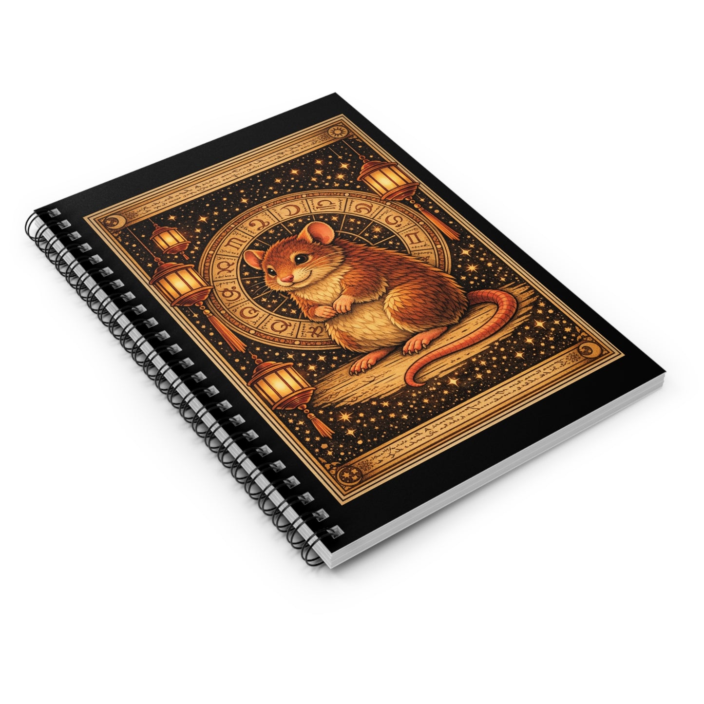 Zodiac Year of the Rat (2020+) Vintage Retro Art Series Spiral Ruled Journal