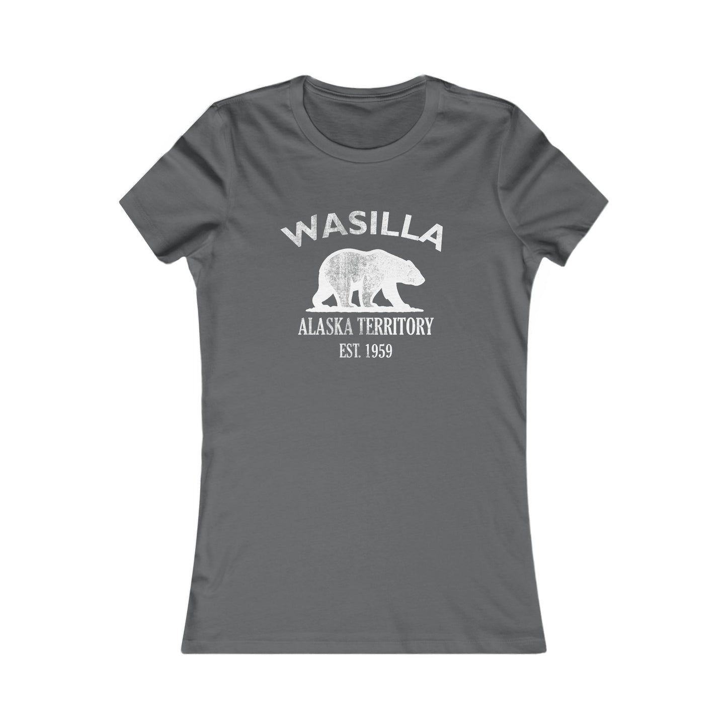 Wasilla Alaska Vintage Retro Womens Fitted Ringspun Cotton Tee - White Logo