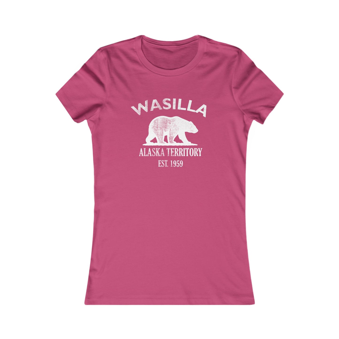 Wasilla Alaska Vintage Retro Womens Fitted Ringspun Cotton Tee - White Logo