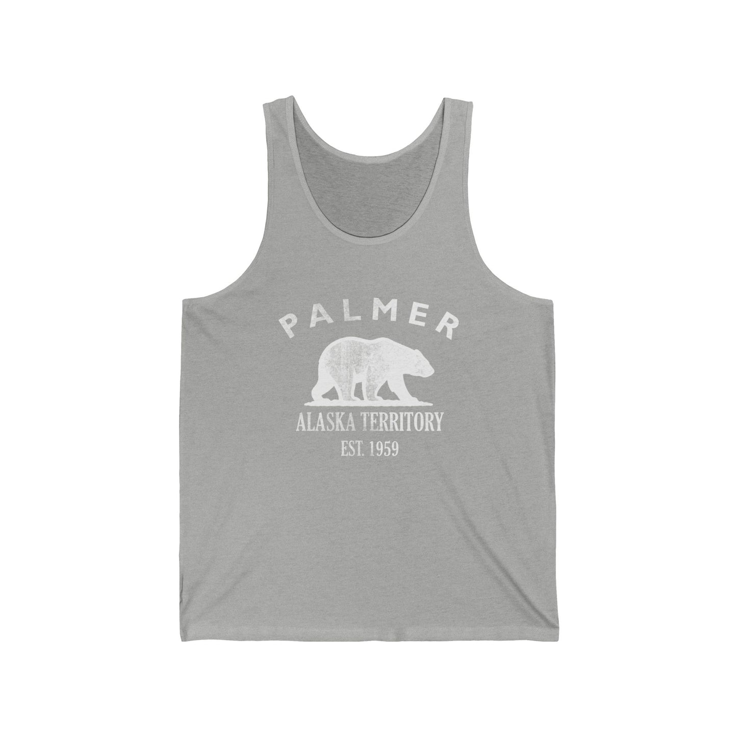 Palmer Alaska Vintage Retro Unisex Cotton Jersey Tank Top - White Logo