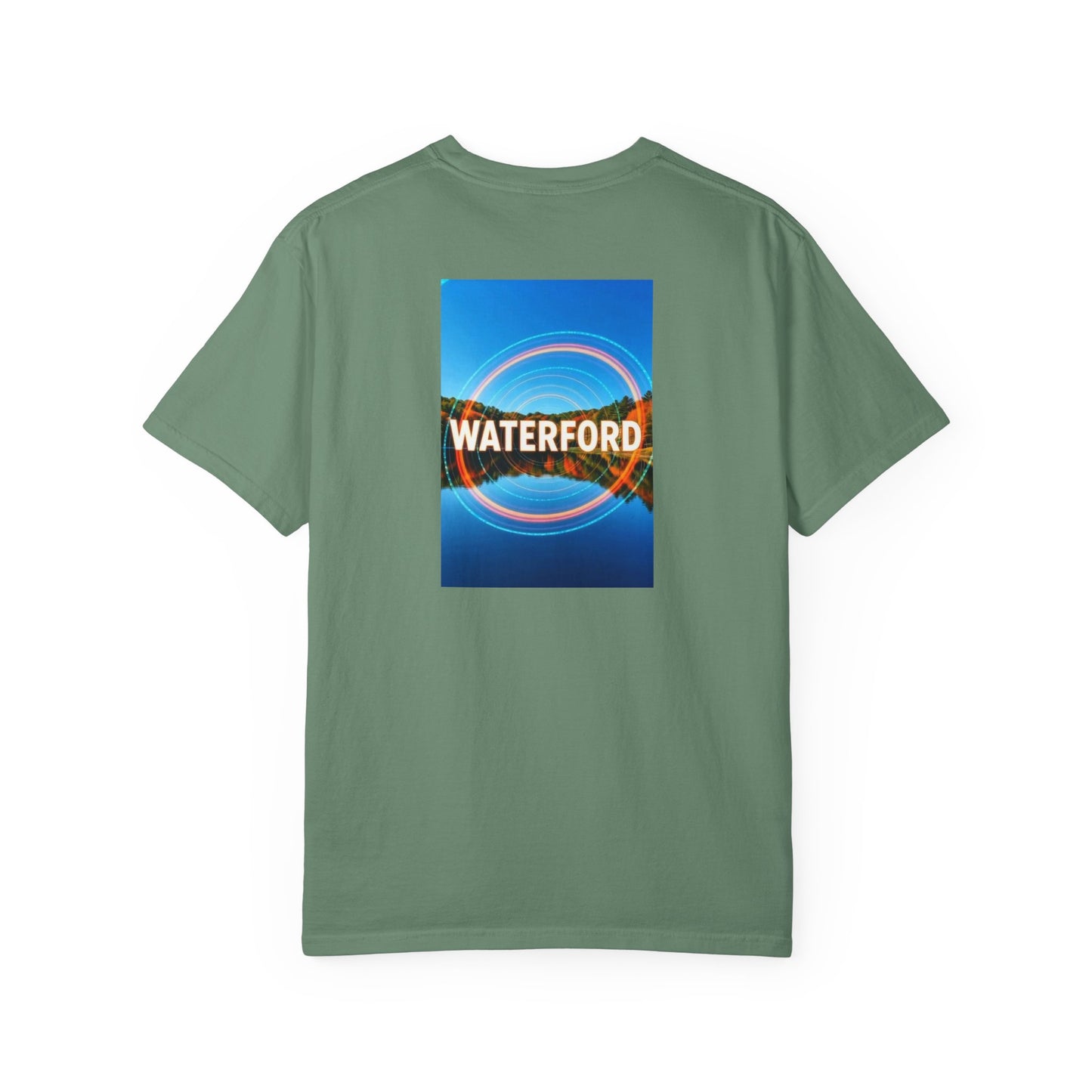 Waterford Connecticut Vintage Retro Back Printed Art Series Cotton Tee - Black Logo