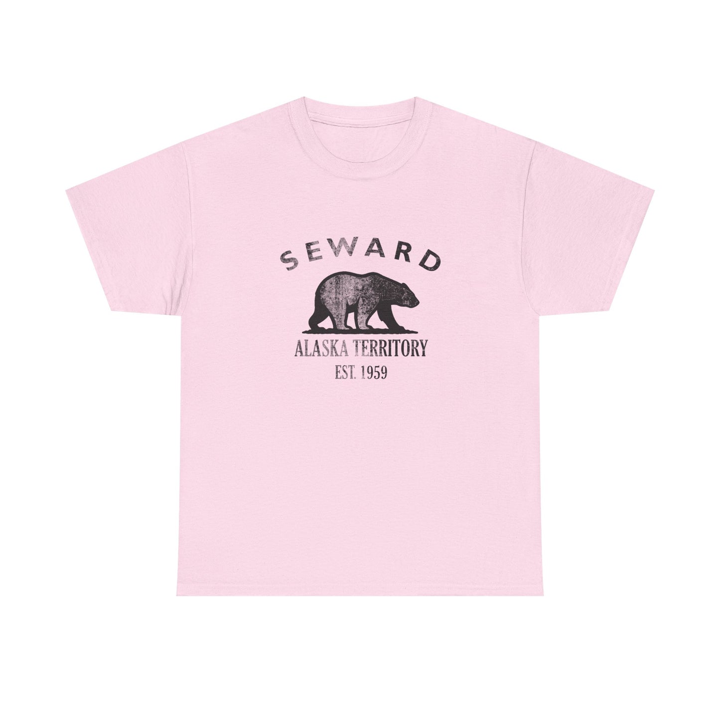 Seward Alaska Vintage Retro Unisex Heavy Cotton Tee - Black Logo