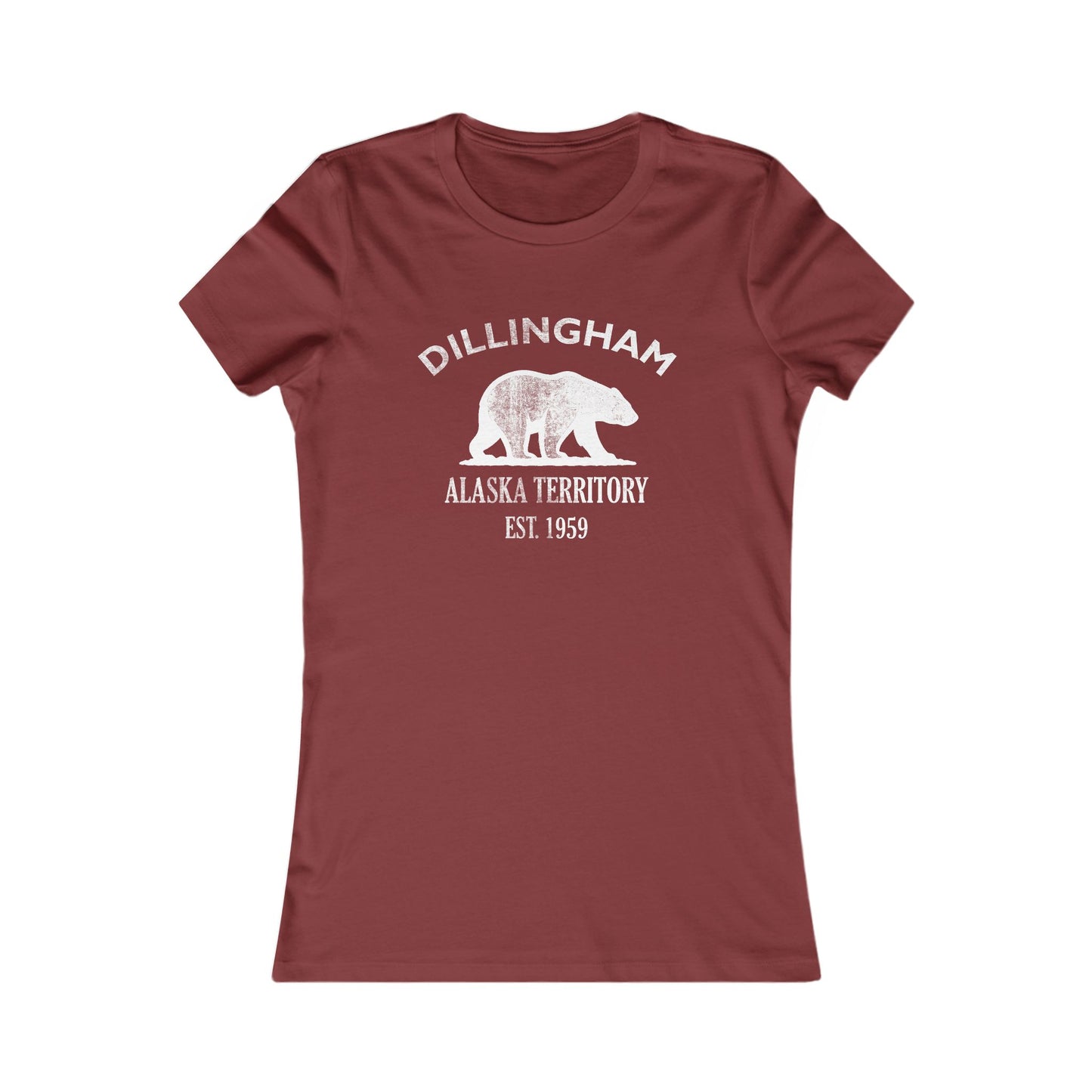 Dillingham Alaska Vintage Retro Womens Fitted Ringspun Cotton Tee - White Logo