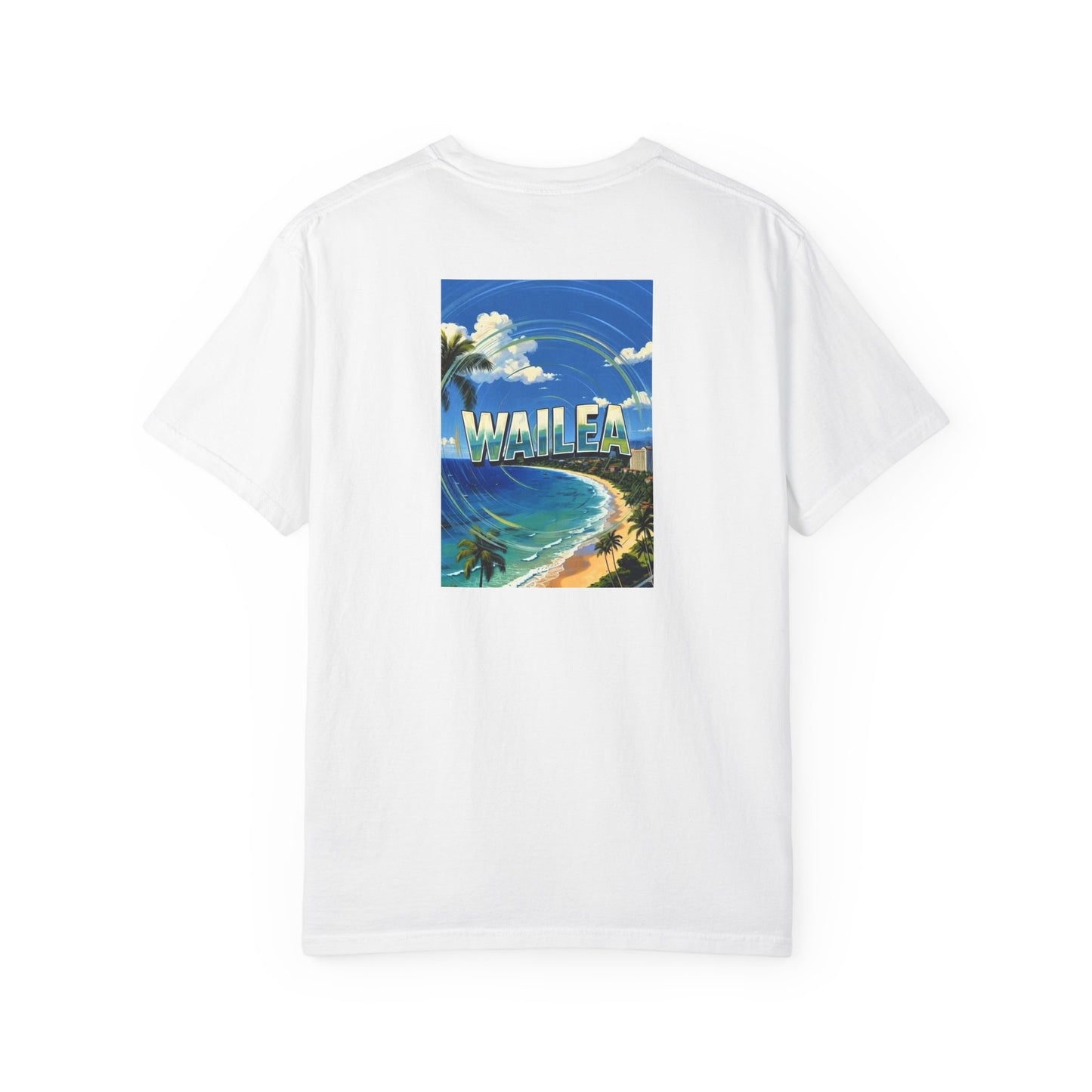 Wailea Hawaii Vintage Retro Back Printed Art Series Cotton Tee - Black Logo
