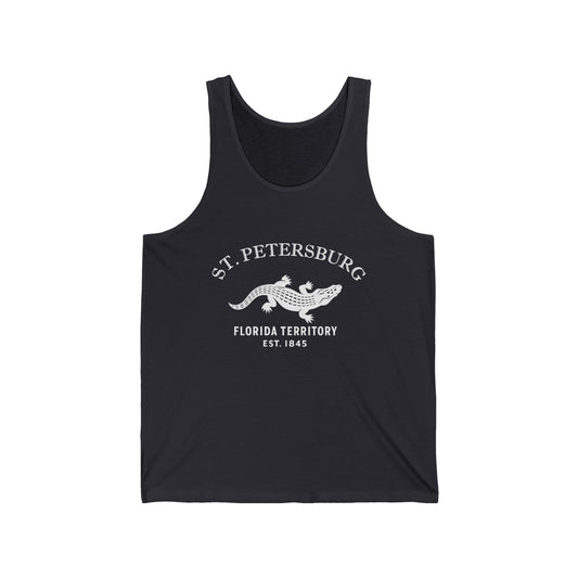 St Petersburg Florida Vintage Retro Unisex Cotton Jersey Tank Top - White Logo
