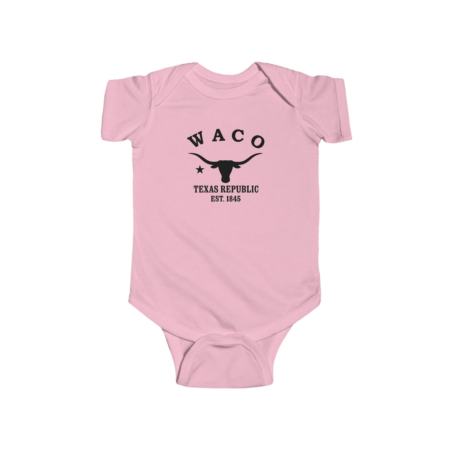 Waco Texas Cotton Jersey Baby Bodysuit - Black Logo