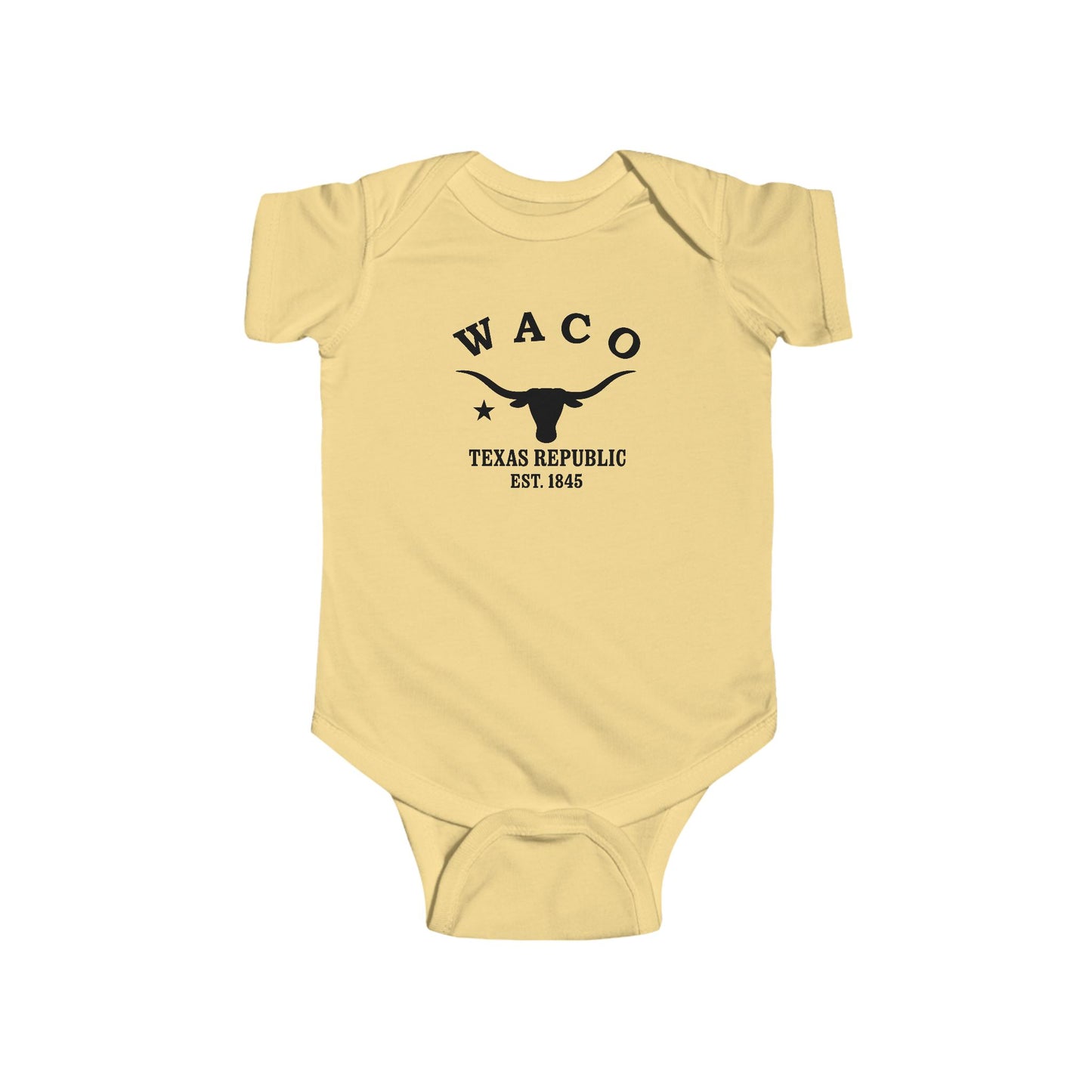 Waco Texas Cotton Jersey Baby Bodysuit - Black Logo