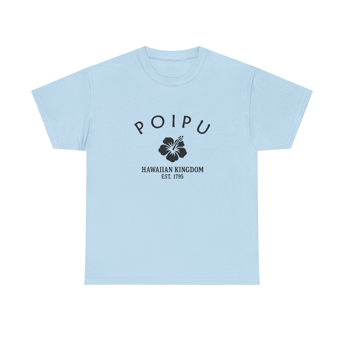 Poipu Hawaii Vintage Retro Unisex Heavy Cotton Tee - Black Logo