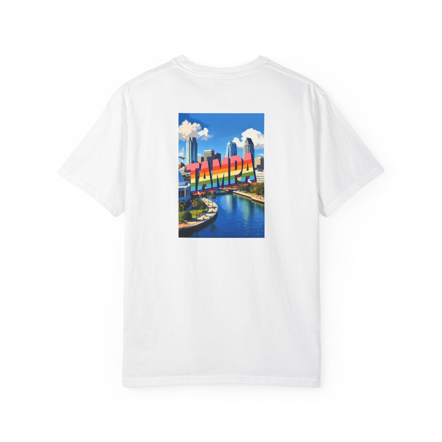Tampa Florida Vintage Retro Back Printed Art Series Cotton Tee - Black Logo