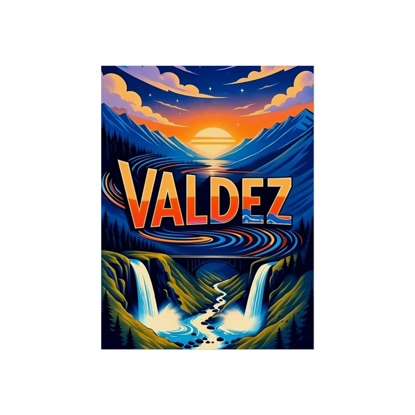 Valdez Alaska Vintage Retro Giclée Print Art Series Poster