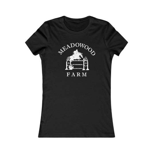 Meadowood Farm Vintage Retro Womens Fitted Ringspun Cotton Tee - White Logo