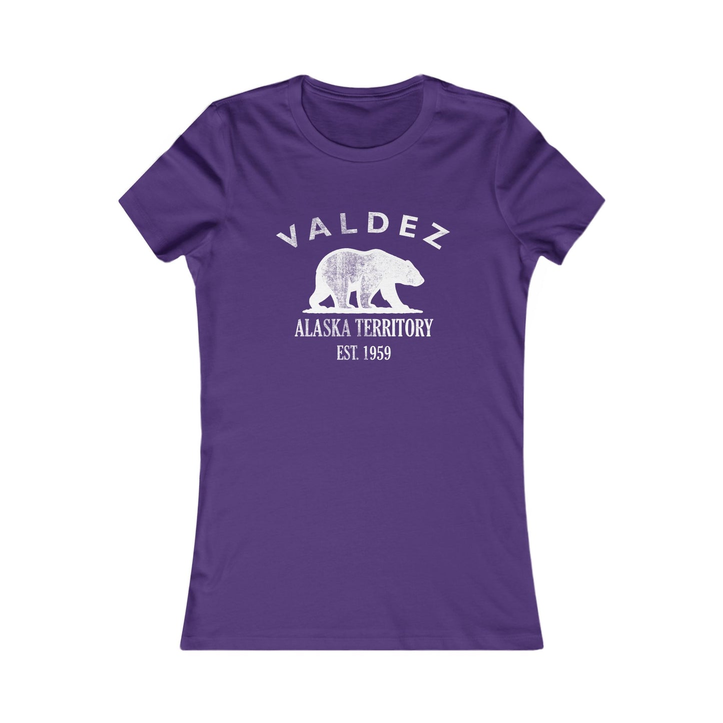 Valdez Alaska Vintage Retro Womens Fitted Ringspun Cotton Tee - White Logo