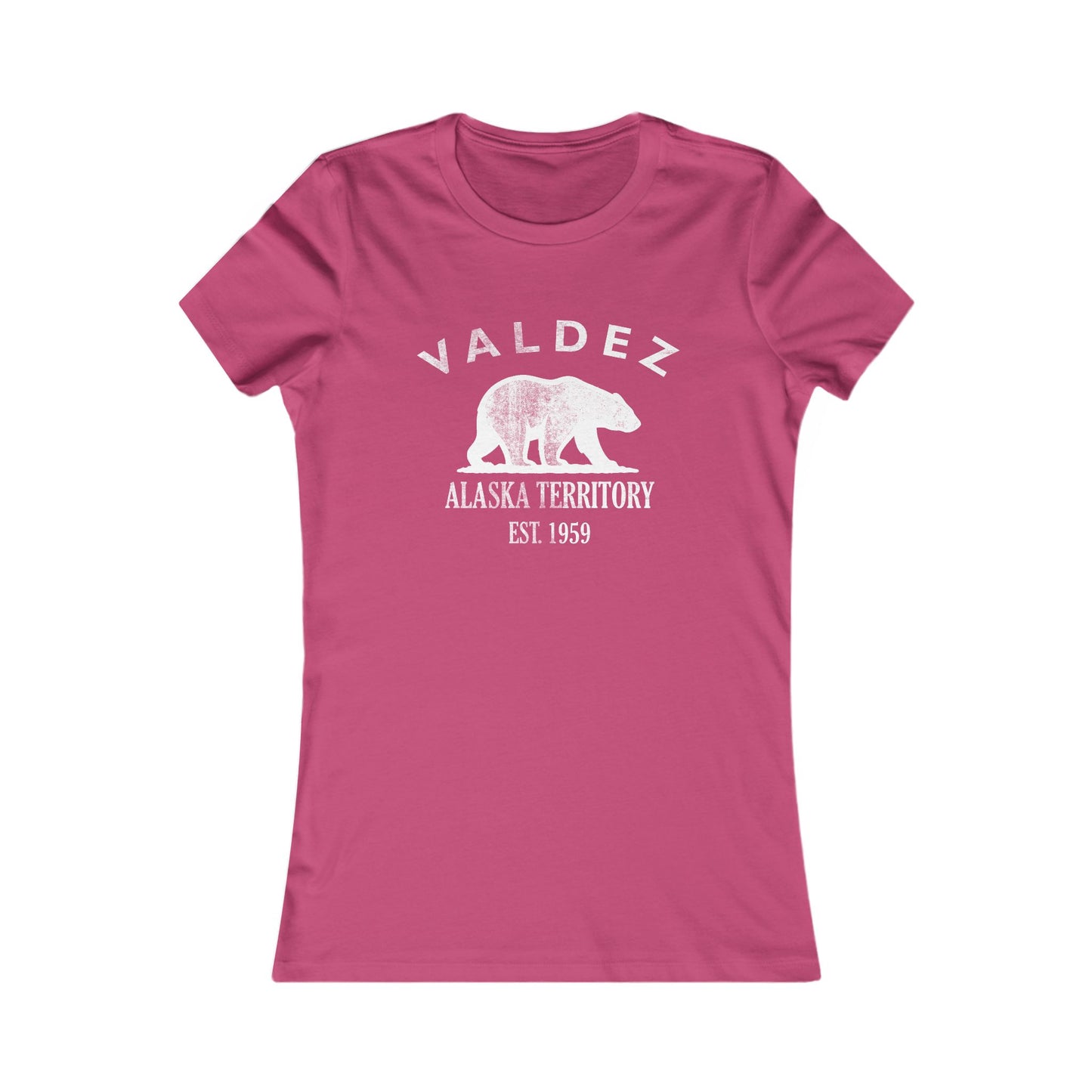 Valdez Alaska Vintage Retro Womens Fitted Ringspun Cotton Tee - White Logo