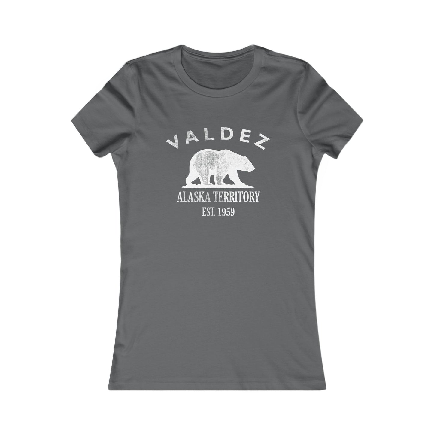 Valdez Alaska Vintage Retro Womens Fitted Ringspun Cotton Tee - White Logo