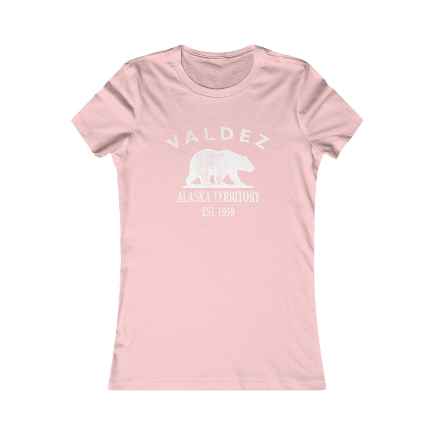 Valdez Alaska Vintage Retro Womens Fitted Ringspun Cotton Tee - White Logo
