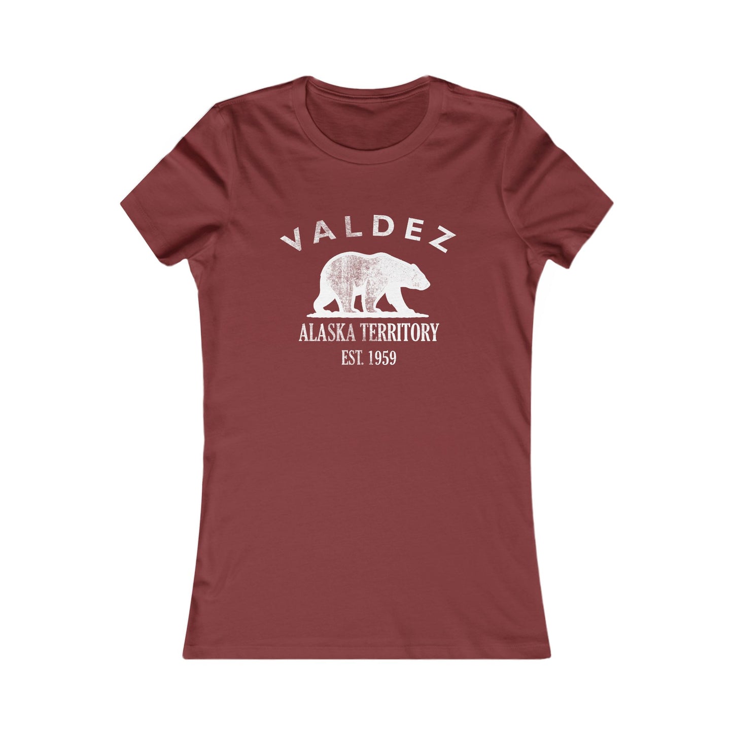 Valdez Alaska Vintage Retro Womens Fitted Ringspun Cotton Tee - White Logo