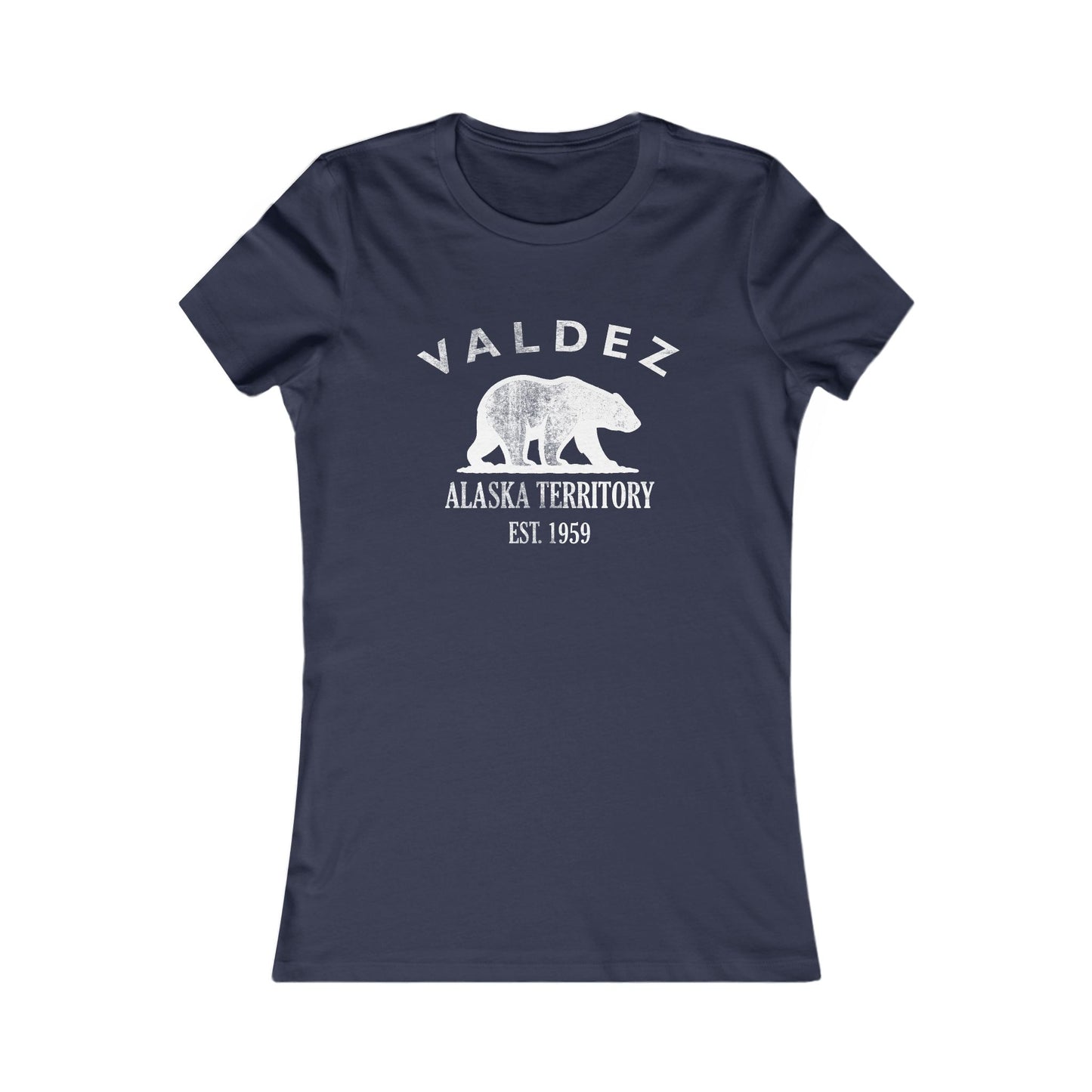 Valdez Alaska Vintage Retro Womens Fitted Ringspun Cotton Tee - White Logo