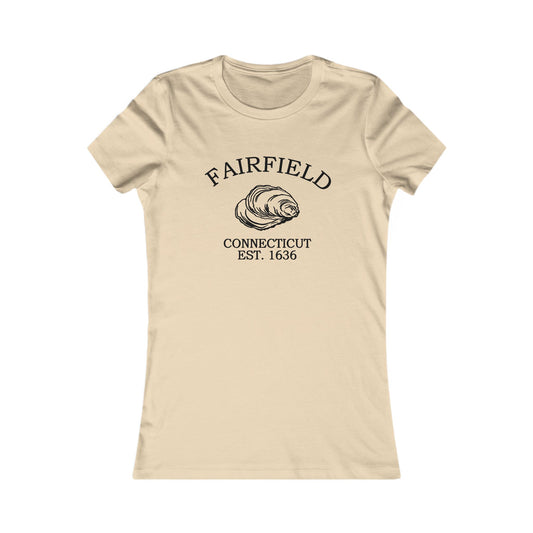 Fairfield Connecticut Vintage Retro Womens Fitted Ringspun Cotton Tee - Black Logo