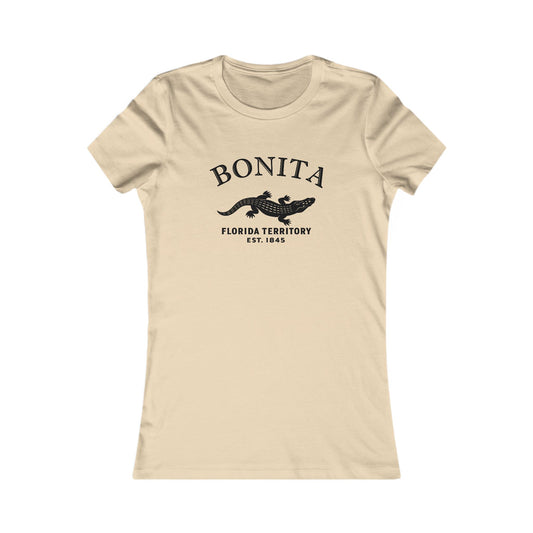Bonita Florida Vintage Retro Womens Fitted Ringspun Cotton Tee - Black Logo