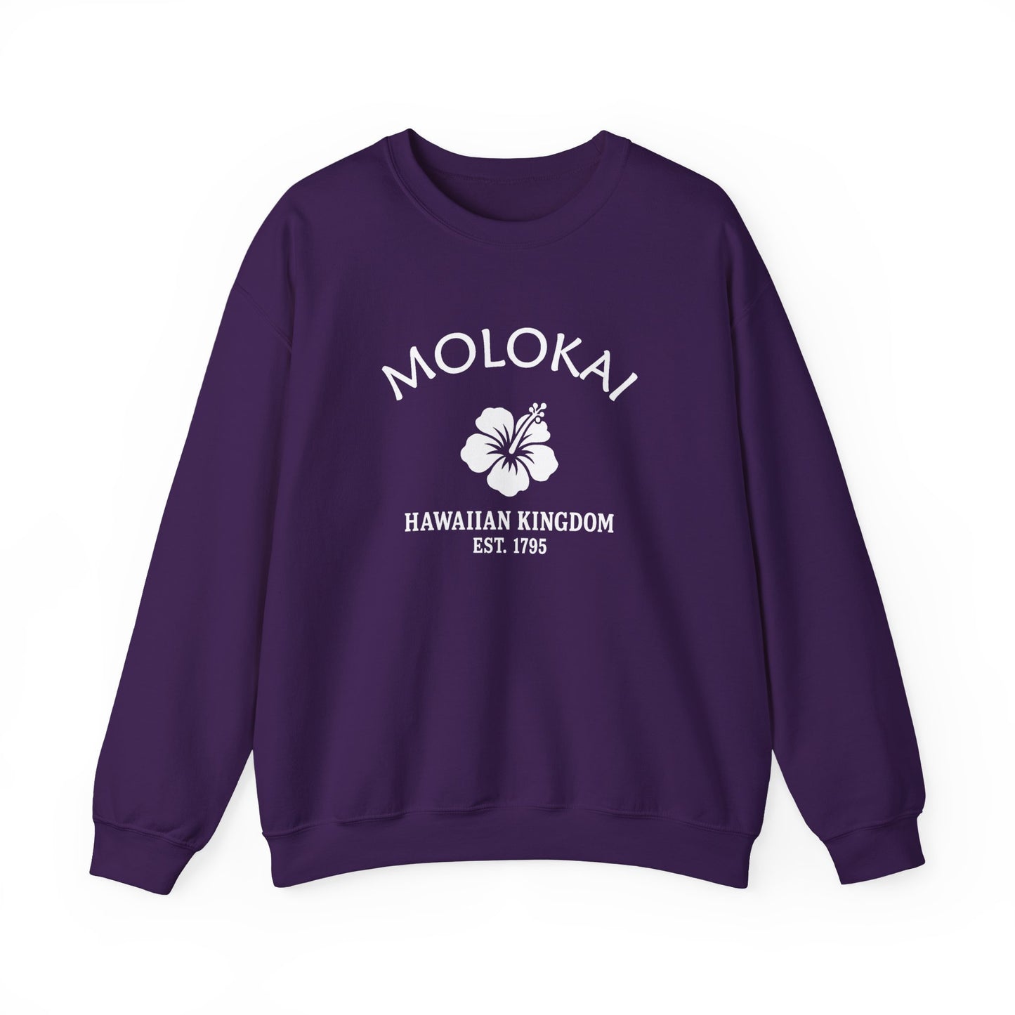 Molokai Hawaii Vintage Retro Unisex Heavy Crewneck Sweatshirt - White Logo