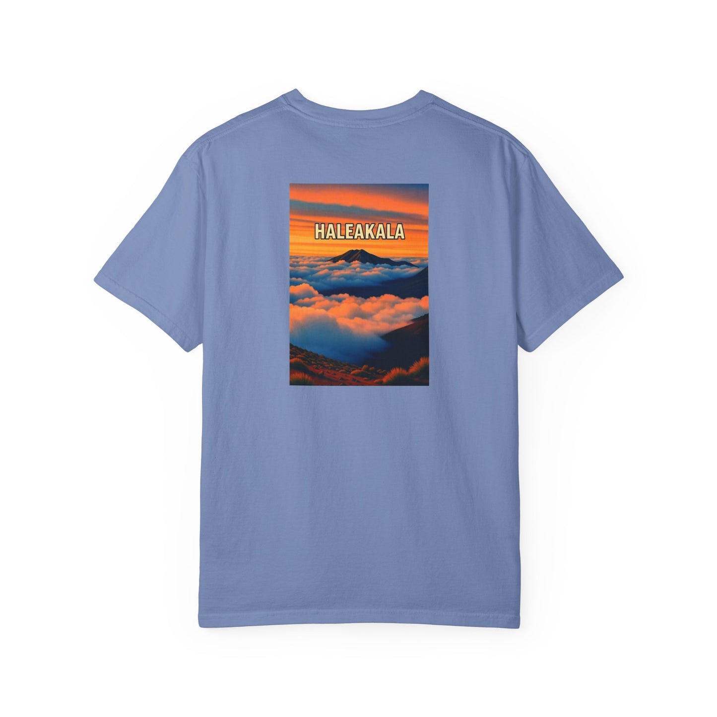 Haleakala Hawaii Vintage Retro Back Printed Art Series Cotton Tee - Black Logo